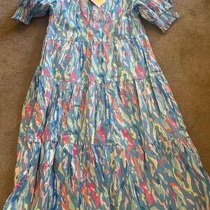 Mary Square Multi-colored Tier Dress